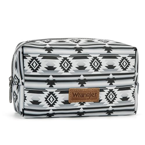 Montana West X Wrangler Travel Makeup Bag Waterproof Cosmetic Bag Portable Makeup Pouch for Women Large Toiletry Bag - color: Black