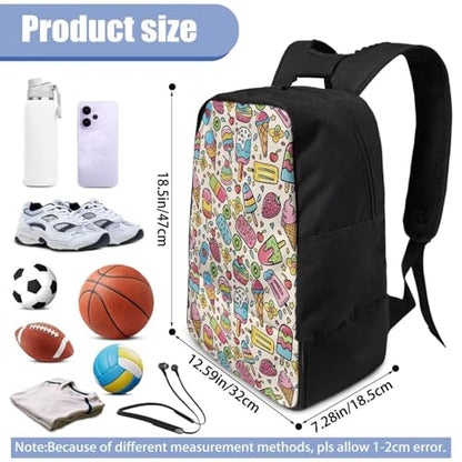 18.5in Basketball Backpack Basketball Bag with Shoe Compartment & Ball Holder, Waterproof Bag for Soccer Volleyball - color: Cartoon Fruit Ice Cream Print