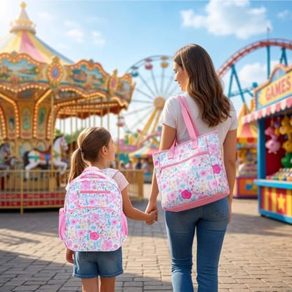 RHCPFOVR Kids Backpack for Girls - Girls Backpack 3-8 Ages Butterfly for Kids 15 Inch School Bookbag for Kindergarten Elementary School Bookbag for Girl 1st 2nd Grade - style: Pink Garden