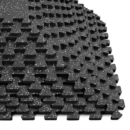 Yes4All Rubber Gym Flooring for Home Gym, 0.56" Thick Gym Flooring Tiles, EVA Foam Mats with Rubber Top, Protective Flooring Mat - style: B. 48SQFT