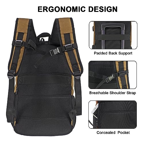 WOLT Laptop Backpack with USB Charging Port Fits Up to 17 Inch Laptop, College Backpack for Men Women, Computer Business Bookbag, Brown - color: Brown