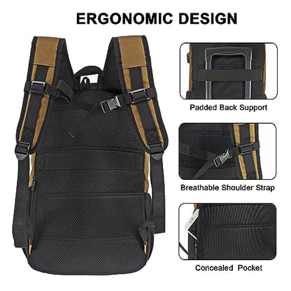 WOLT Laptop Backpack with USB Charging Port Fits Up to 17 Inch Laptop, College Backpack for Men Women, Computer Business Bookbag, Brown - color: Brown