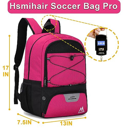 Hsmihair Soccer Bag-Soccer Backpack&Backpack for & Football Volleyball & Basketball,with Ball Compartment and Separate Cleat - color: Pink