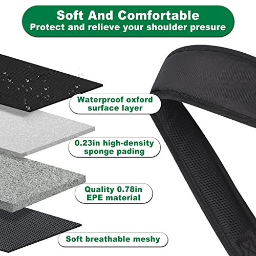 BIG TEETH Golf Bag Strap,Adjustable Padded Bag Strap Replacement,Golf Double Shoulder Bag Straps with 4Pcs Rotate Hooks - color: Full Black