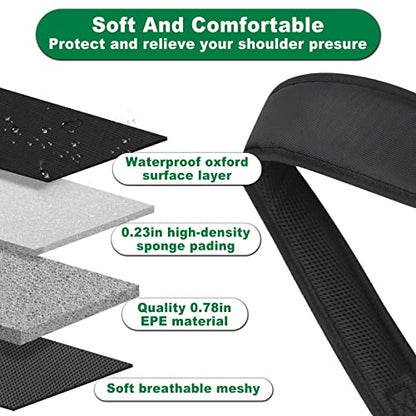 BIG TEETH Golf Bag Strap,Adjustable Padded Bag Strap Replacement,Golf Double Shoulder Bag Straps with 4Pcs Rotate Hooks - color: Full Black