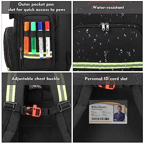 Gatycallaty First Aid Backpack Medical Emt First Responder Bag Empty Ems Emergency Home Health Hiking Trauma Travel Camping (Black, Large) - color: Black, size: Large
