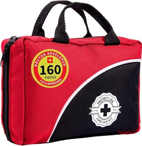 Protect Life Survival First Aid Kit for Home/Business, Camping Survival Kits | Mini Travel First Aid Kit | Camping Equipment | Small Kits for Car | Outdoor Emergency Survivals Pack - 160pcs - size: 160 Pieces Kit