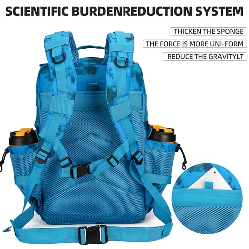 Lovelinks21 45L Tactical Assault Backpack 3 day assault pack with Molle Waterproof backpack Rucksack for Tactical Backpacks (Blue water pattern) - color: Blue Water Pattern