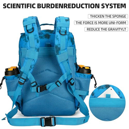 Lovelinks21 45L Tactical Assault Backpack 3 day assault pack with Molle Waterproof backpack Rucksack for Tactical Backpacks (Blue water pattern) - color: Blue Water Pattern