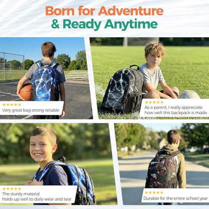 Choco Mocha Boys School Backpack, Blue Backpack for Teen Boys Kids Large Bookbag 17.5 Inch, Galaxy - color: Blue-galaxy