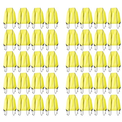 Drawstring Backpack Bulk 40Pcs Draw String Backpack Bags DIY Gym Sports Traveling Yoga Cinch Bag Sackpack Drawstring (yellow) - color: Yellow