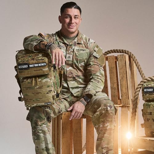 WOLFpak 25L Athletic Gym Backpack (OCP Camo) Durable 1000D Waterproof Oxford Material w/MOLLE Webbing, Laptop Pocket & Dual Cup Holders, Durable Fitness/Travel/Military Daypack - color: Ocp Camo