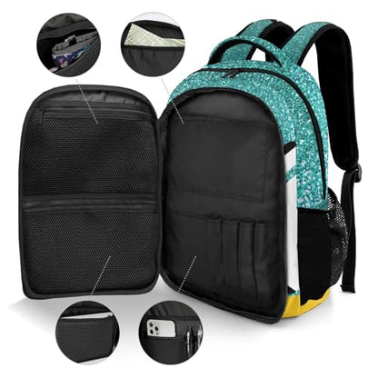 Turquoise Volleyball Print School Backpack Laptop Bag for Man Woman Gift - color: Muilti 21
