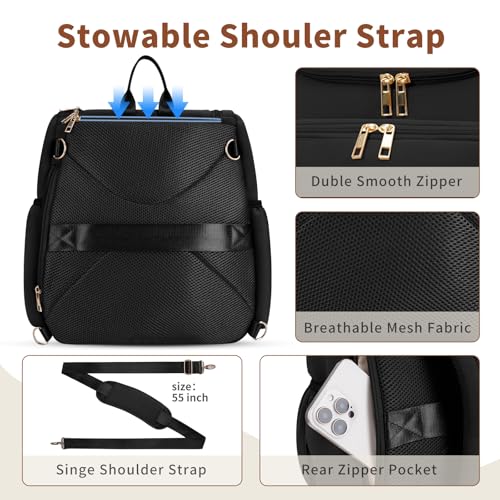 CEI-CEI Neoprene Diaper Bag Backpack Stylish Baby Maternity Bags Travel Tote for Mom with Insulated Pockets, Changing Pad, Stowable Shoulder Strap - color: Black