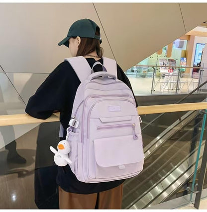 Student Backpack for Teen Girls Boys Preppy Elementary Middle School College Bookbags Cute Aesthetic Trendy Daypack (Purple) - color: Purple