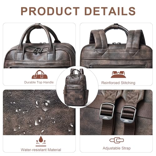 Shrrie Laptop Backpack for Women 15.6 inch Travel Leather Backpack Purse Work Computer Backpacks for Business College Coffee - color: Coffee