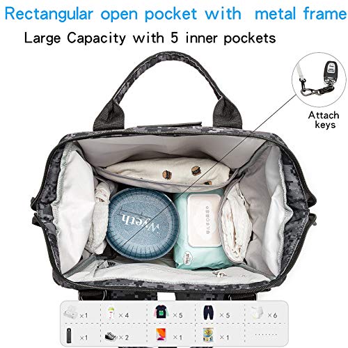 Diaper Bag Backpack with USB Charging Port Stroller Straps and Insulated Pocket,army military Travel Nappy Backpack for Dad/Mom (Black Camo) - color: Camo Black