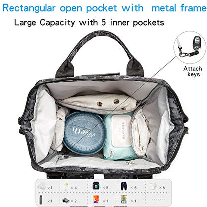 Diaper Bag Backpack with USB Charging Port Stroller Straps and Insulated Pocket,army military Travel Nappy Backpack for Dad/Mom (Black Camo) - color: Camo Black