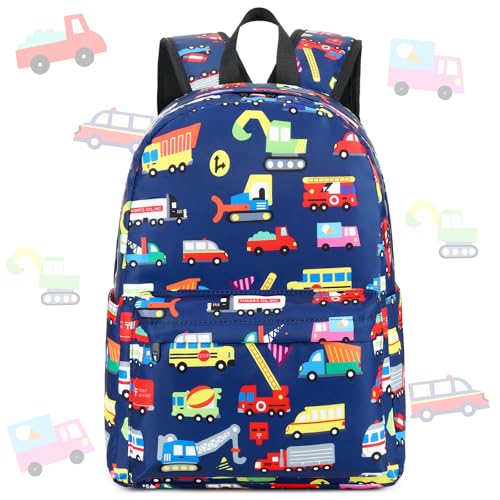 CAMTOP Preschool Backpack for Kids Boys Girls Toddler Backpack Kindergarten School Bookbags for Age 3-8 (Navy Vehicle) - color: Navy Vehicle