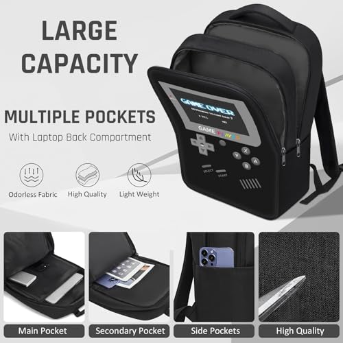 Gamer Backpack for Boys,School Boys Backpack for Kids Children Teens Elementary Middle High School,17" Large Capacity Student Bookbag & Multifunctional Video Game Travel Bag - color: Black-backpack Only