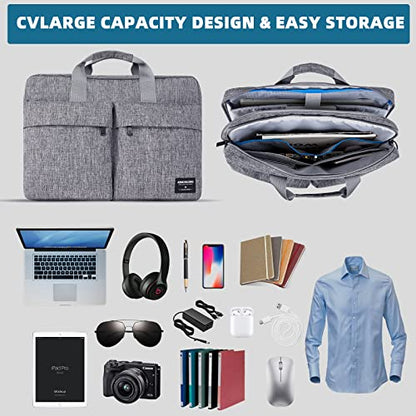 KINGSLONG 17.3 inch Laptop Briefcase Bag, Laptop Shoulder Bag for Men Women, Water Resistant Business Crossbody Bag with Shoulder Strap, Computer Bag for Asus Acer Dell Thinkpad, Grey - color: Grey