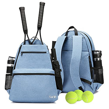 Sucipi Tennis Bag Professional Tennis Backpack for Men and Women Racket Bags Holds 2 Rackets with Ventilated Shoe Compartment - color: Sky Blue