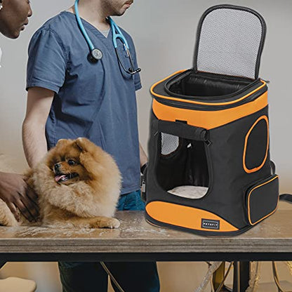 Petsfit Dog Backpack Carrier with Upgrade Waist Cushion Design to Better Fit The Waist, Suitable for Small and Medium Dogs Cats, and Rabbits up to 18 Pounds - color: AOrange