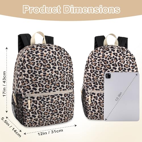 Trail maker 17 inch Backpack for Travel & Commute, Zippered Front & Mesh Side Pockets, Padded Straps - color: Lit Leopard
