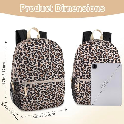 Trail maker 17 inch Backpack for Travel & Commute, Zippered Front & Mesh Side Pockets, Padded Straps - color: Lit Leopard