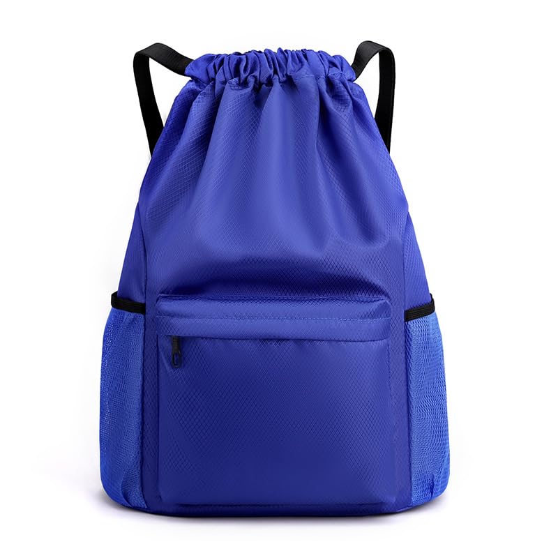 Drawstring Backpack Bag, Waterproof Draw String Back Sack with Zipper Pocket, Gym Drawstring Backpack Swimming Bag for Men Women, Pack of 1, Black - color: Coal Black, style: Backpack C