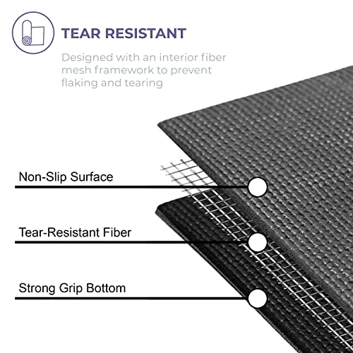 Voyage Yoga Mat, 6 Pack, 72" x 24" Professional Studio and Gym Bulk Yoga Mats, 5mm Thick, Durable, Anti-Tear, Non Slip Fitness and Exercise Mats - color: Black
