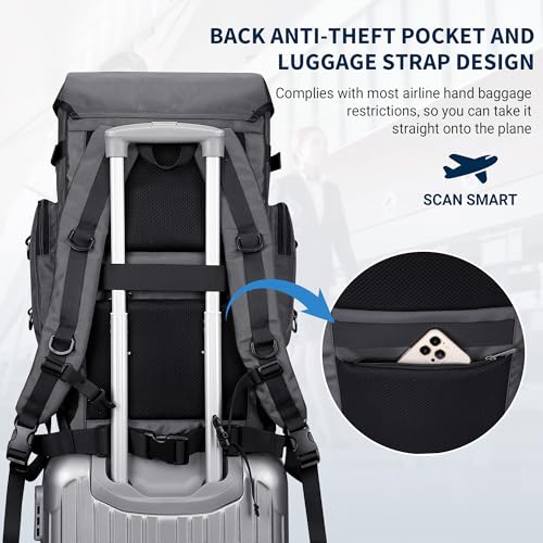 WITZMAN Travel Backpack for Men Women Carry on Bags for Airline Approved Convertible Duffle Luggage Backpack Shoe Compartment（B691 Silvery Grey） - color: Silvery Grey