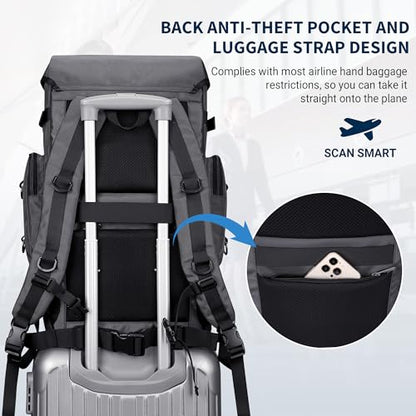 WITZMAN Travel Backpack for Men Women Carry on Bags for Airline Approved Convertible Duffle Luggage Backpack Shoe Compartment（B691 Silvery Grey） - color: Silvery Grey