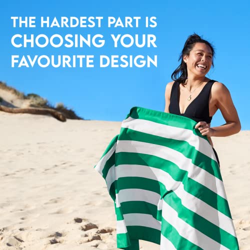 Dock & Bay Customized Beach Towel - Quick Dry, Sand Free - Compact, Lightweight - 100% Recycled - Includes Bag - Cabana - Cancun Green - Large - color: Cabana - Cancun Green, size: Large - Customize (160x90cm, 63x35")