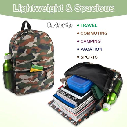 Trail maker 17 inch Backpack for Travel & Commute, Zippered Front & Mesh Side Pockets, Padded Straps - color: Camo Cool