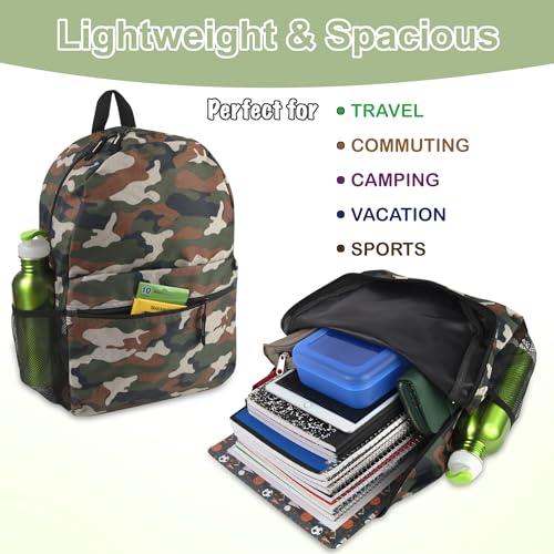 Trail maker 17 inch Backpack for Travel & Commute, Zippered Front & Mesh Side Pockets, Padded Straps - color: Camo Cool