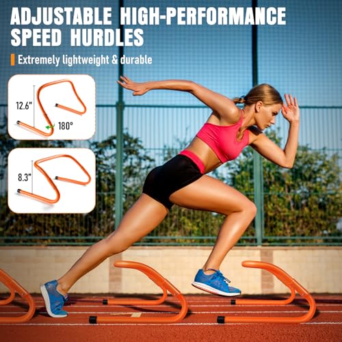 MUROZA Agility Ladder, Agility Speed Training Equipment Set, 20ft Speed Ladder, 12 Soccer Cones, 4 Hurdles, Jump Rope, Running Parachute, Soccer Football Basketball Training Equipment Accessories - color: Orange