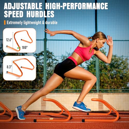 MUROZA Agility Ladder, Agility Speed Training Equipment Set, 20ft Speed Ladder, 12 Soccer Cones, 4 Hurdles, Jump Rope, Running Parachute, Soccer Football Basketball Training Equipment Accessories - color: Orange