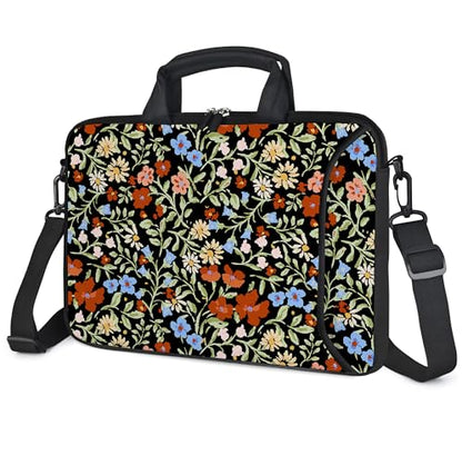 RICHEN 14 15 15.4 15.6 inch Laptop Shoulder Bag Messenger Bag Notebook Handle Sleeve Neoprene Carrying Case with Accessories Pocket (14-15.6 inch, Flowers2) - color: Flowers2, size: 14-15.6 inch