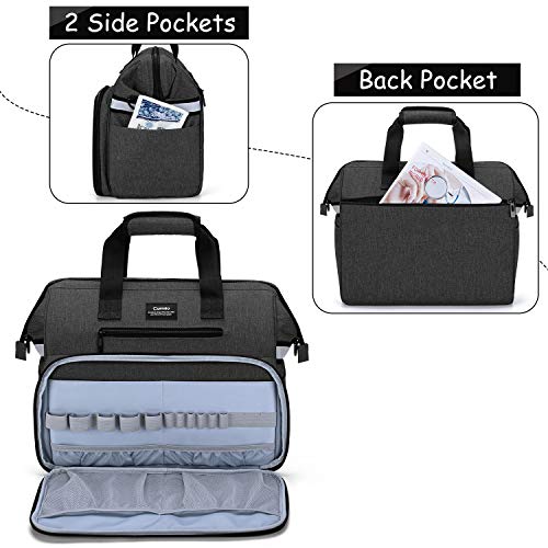 CURMIO Home Health Nurse Bag, Medical Supplies Bag with Padded Laptop Sleeve for Home Visits, Health Care, Hospice, Bag ONLY, Black (Patent Pending) - color: Black