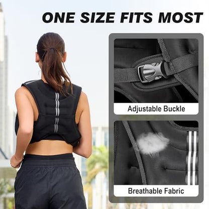 Weighted Vest for Men Women, No-Bounce 6LB 8LB 12LB 16LB 20LB 25LB 30LB Weights Vest with Adjustable Buckles & Reflective Stripes | Weight Vest for Walking Running Hiking Workout - color: 8lbs