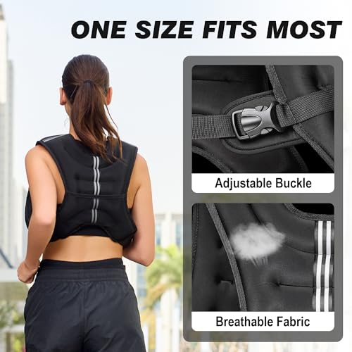 Weighted Vest for Men Women, No-Bounce 6LB 8LB 12LB 16LB 20LB 25LB 30LB Weights Vest with Adjustable Buckles & Reflective Stripes | Weight Vest for Walking Running Hiking Workout - color: 6lbs