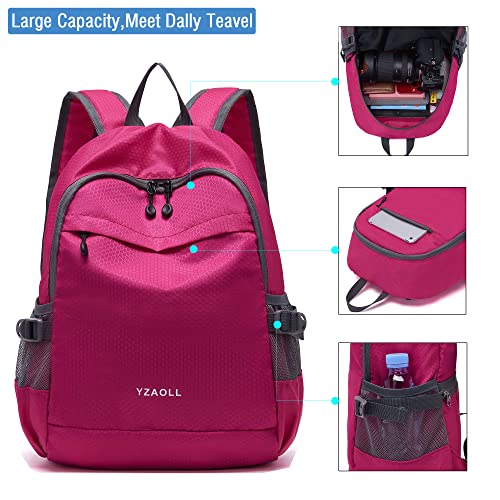 YZAOLL 20L Small Hiking Backpack Lightweight Day Packs, Packable Backpack for Women Men Travel Camping Vacation,Rose - color: A-20l-arose