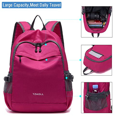 YZAOLL 20L Small Hiking Backpack Lightweight Day Packs, Packable Backpack for Women Men Travel Camping Vacation,Rose - color: A-20l-arose