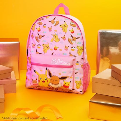 Pokemon Backpack for Kids Teens Boys Girls, Pikachu Anime Backpacks, Bag for Daycare Sports Vacation Travel, School Gift (Pink) - color: Pink