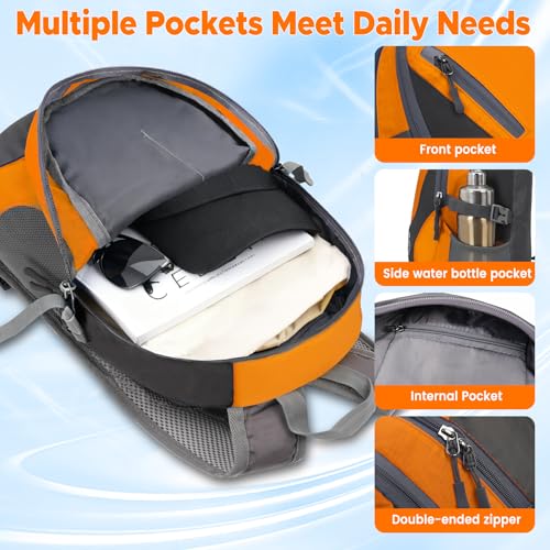 sunhiker Small Hiking Backpack Women Men 20L Lightweight Travel Backpack Daypack Casual Backpack For Cycling Outdoor Camping - color: Orange