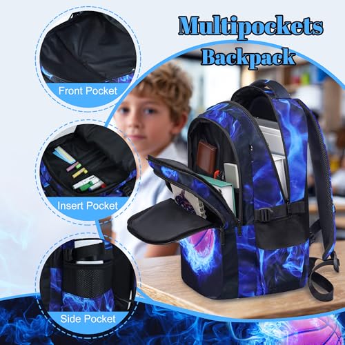 Boys Basketball Backpack with Lunch Box, Kids Backpack Set for School, 17inch Bookbag with Pencil Case Coin Purse Blue - color: Basketball Blue