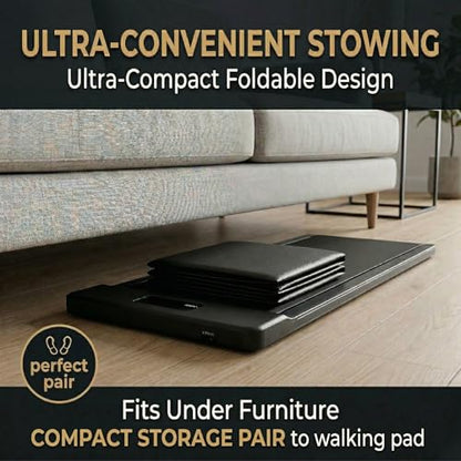 51" x 23.6" 4mm Compact Walking Pad Mat for Carpet Floors, Foldable Under Desk Treadmill Mat for Hardwood Floor,Waterproof Indoor Exercise Stationary Bike,Compact Elipitial, Gym Equipment, Black