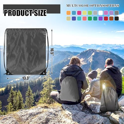 Grneric Drawstring Backpack Bulk 100Pcs Cinch Bag, Polyester Drawstring Bags for Gym Beach Sports Short Trip Party (Grey) - color: Grey