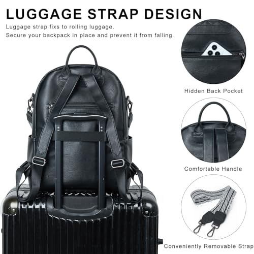 LATMAP Backpack Purse for Women Laptop Backpack, Leather Travel Back Pack Shoulder Bag Teacher College Daypack Work Handbag fits 14" Laptop, Black - color: Style1-black